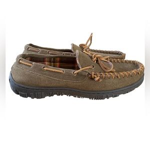Clarks Suede Leather Brown Indoor Outdoor Moccasin Slipper Shoes Men’s Size 10